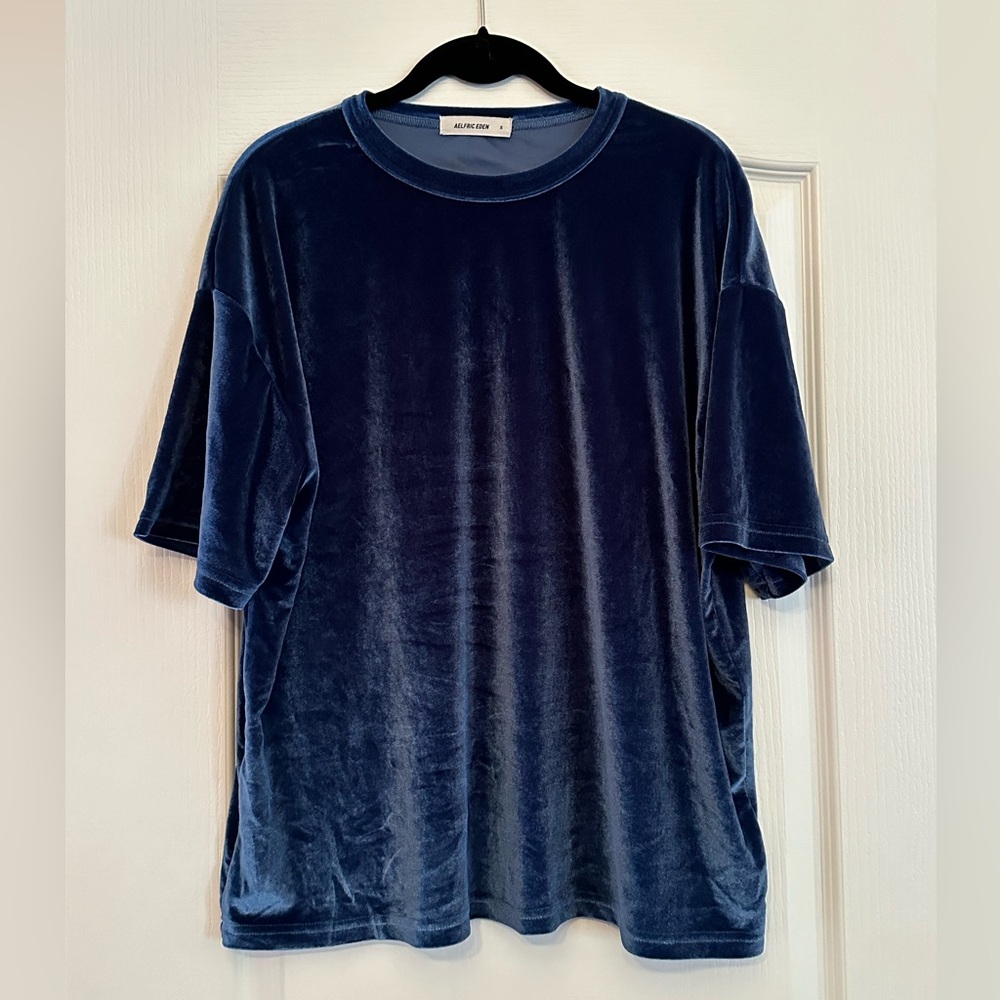 Aelfric Eden Oversized Blue Velvet Shirt